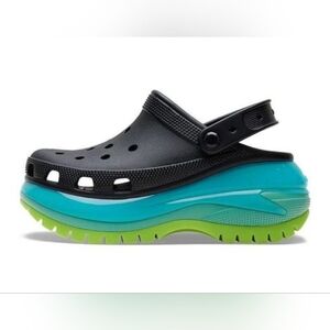 CROCS Black and Blue Platform Shoes